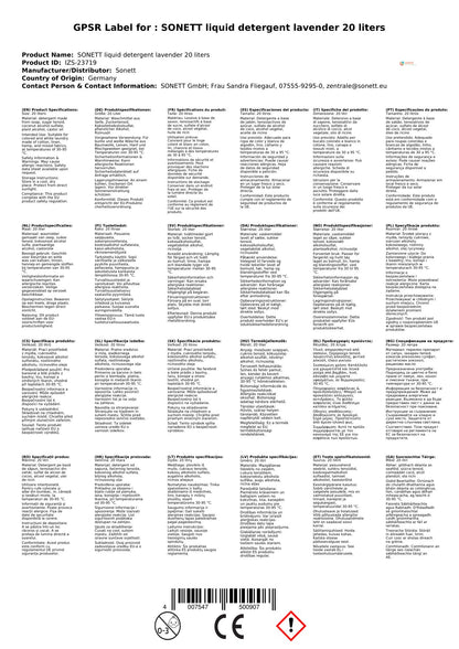 Detergente Lavanda, Líquido, 20 Litros, Natural Y Ecológico