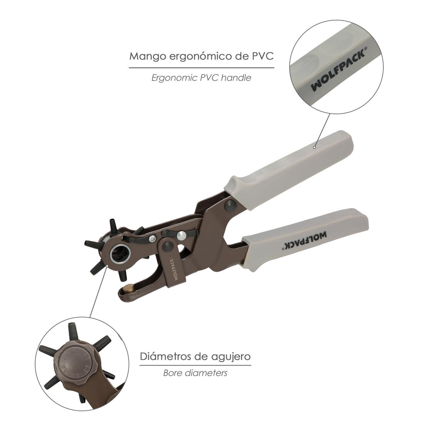 Sacabocados Estrella Industrial 225 Mm. Agujeros De Ø 2,0 A 4.5 Mm. Alicates Agujeros, Perforador Cuero, Alicates Cinturones,_3