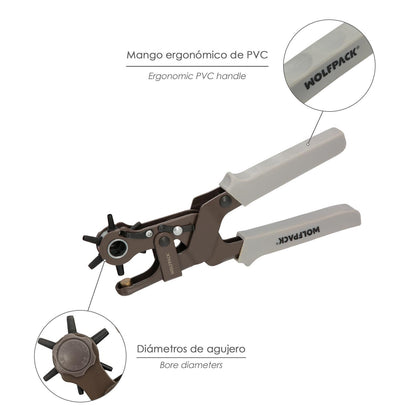 Sacabocados Estrella Industrial 225 Mm. Agujeros De Ø 2,0 A 4.5 Mm. Alicates Agujeros, Perforador Cuero, Alicates Cinturones,_3