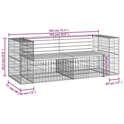 Vidaxl Banco Jardín Diseño Gaviones Madera Abeto Douglas 184x71x65,5cm_2