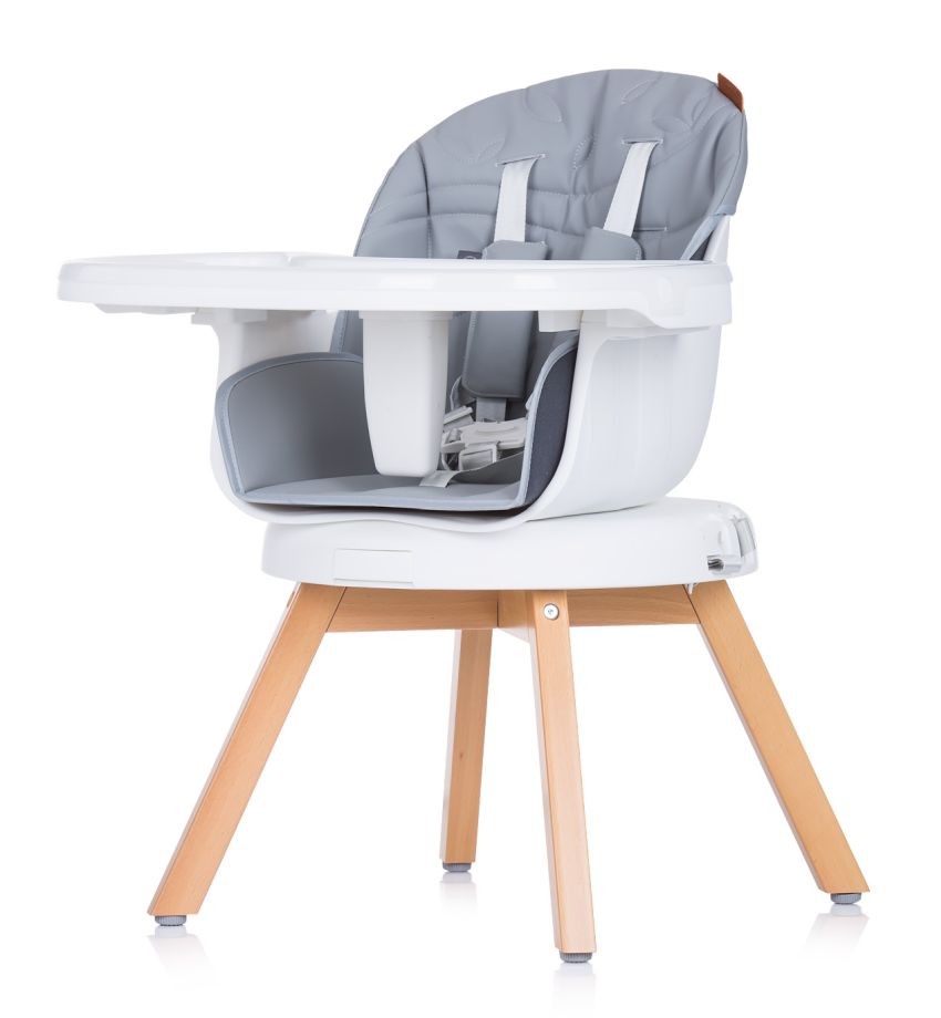 Trona Evolutiva 3 En 1 Con Patas De Madera Y Asiento De Polipiel Giratorio Rotto Platinum_3