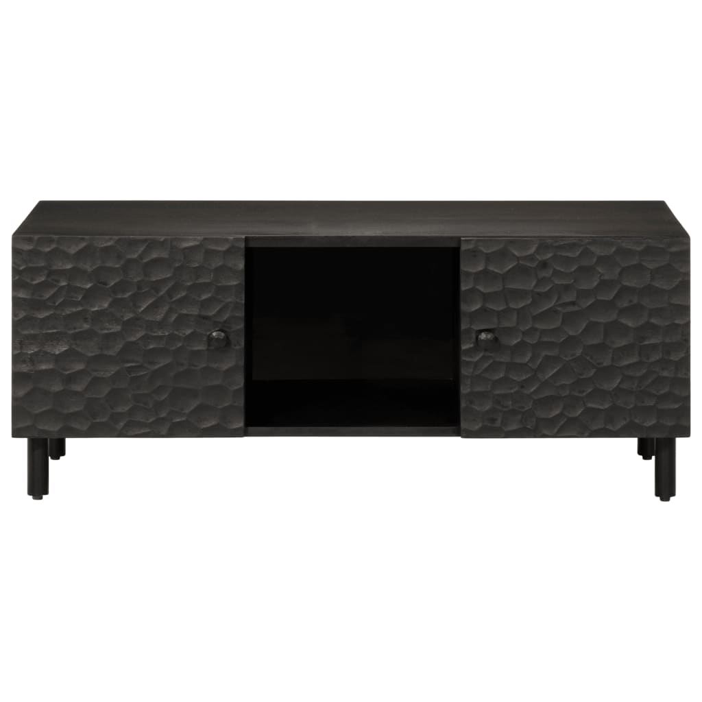 Mesa De Centro Madera Maciza De Mango Negra 100x54x40 Cm_3