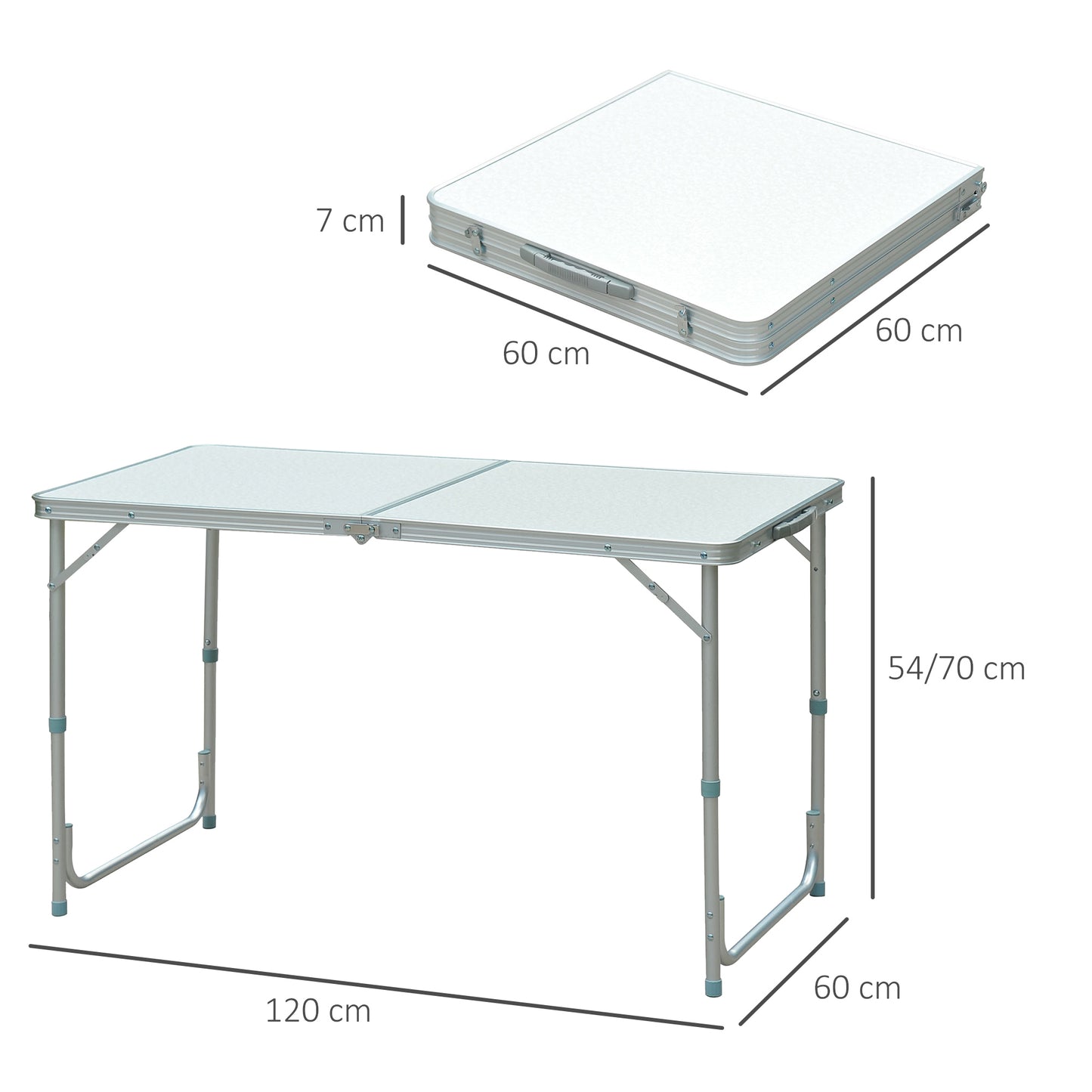 Outsunny Mesa Plegable 120x60x70 Cm Convertible En Maleta Altura Regulable_2