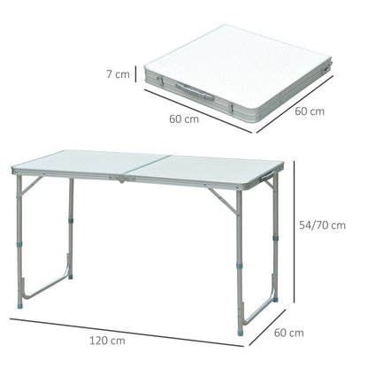 Outsunny Mesa Plegable 120x60x70 Cm Convertible En Maleta Altura Regulable_2