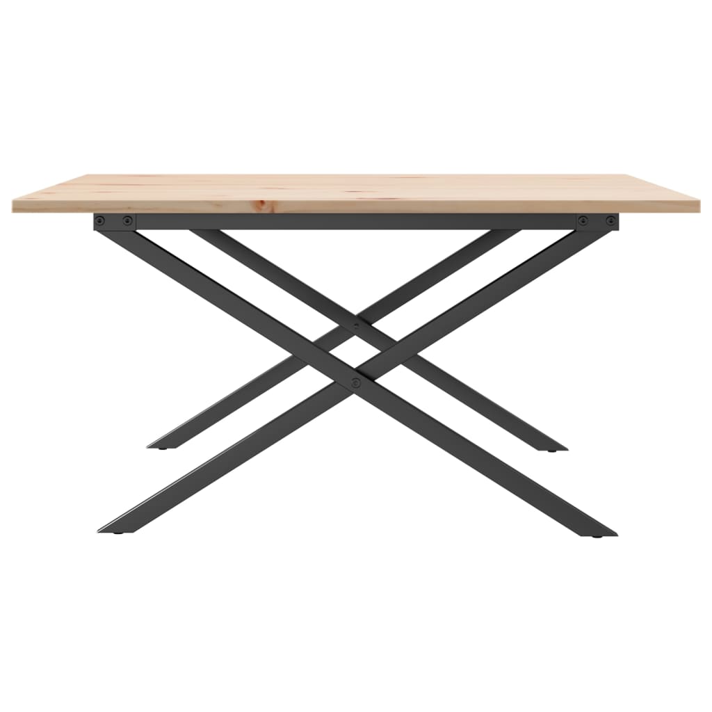 Mesa De Centro Marco X Madera Maciza Pino Y Acero 90x90x45 Cm_3