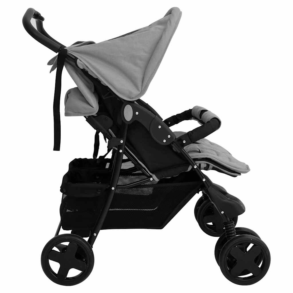 Vidaxl Carrito Para Gemelos De Acero Gris Claro_3