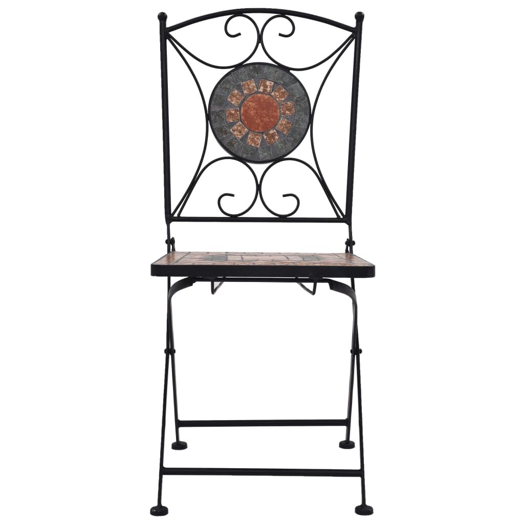 Vidaxl Set Mesa Y Sillas Bistró 3 Piezas Mosaico Cerámica Naranja/gris_4