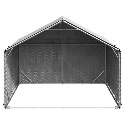 Caseta Para Perros De Exterior Con Cubierta 2x2x1,5 M De Acero Galvanizado_2