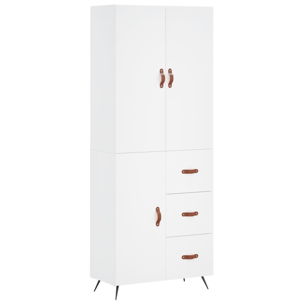 Aparador Alto Madera Contrachapada Blanco 69,5x34x180 Cm_1