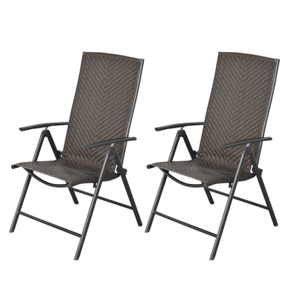 Outsunny Conjunto De 2 Sillas Ratán Plegables Respaldo Ajustable Jardín Exterior_0