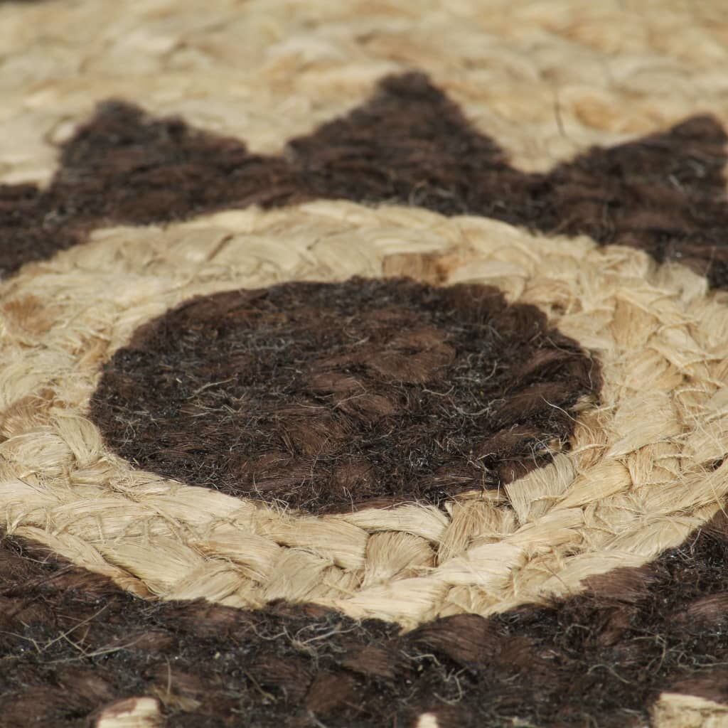 Vidaxl Alfombra De Yute Tejida A Mano Estampado Marrón Oscuro 90 Cm_4