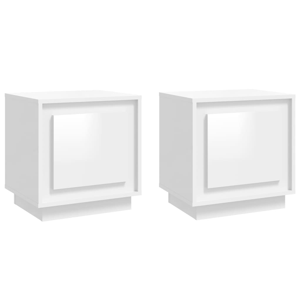 Mesitas De Noche 2 Uds Madera Blanco Brillante 44x35x45 Cm_0