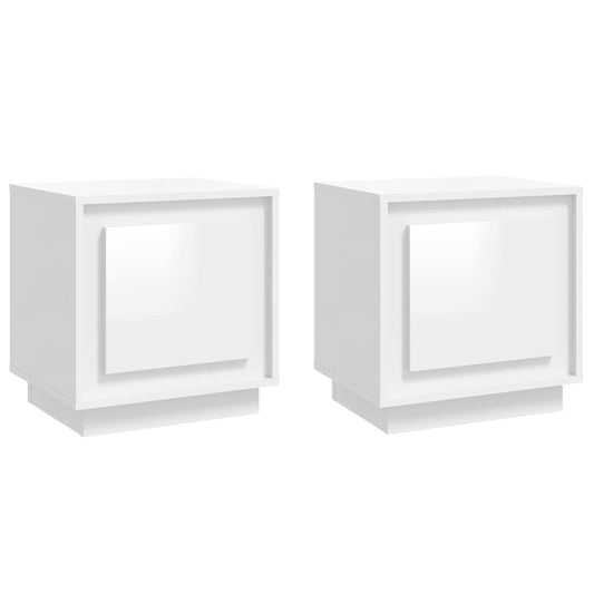 Mesitas De Noche 2 Uds Madera Blanco Brillante 44x35x45 Cm_0