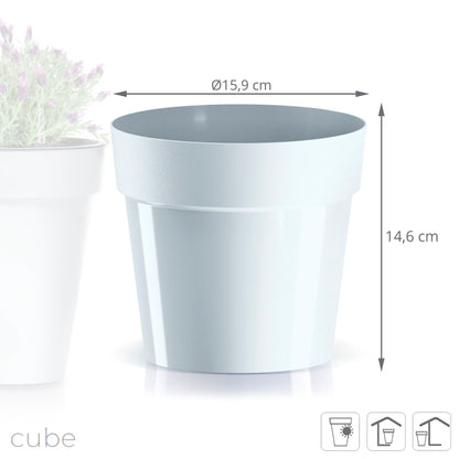Maceta Cube Basic , Dimensiones (mm) 159x159x146, Color Blanco_2