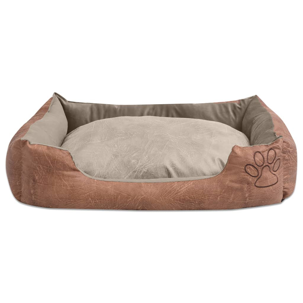 Vidaxl Cama Para Perro Con Cojín Pu Cuero Artificial Talla L Beige_1
