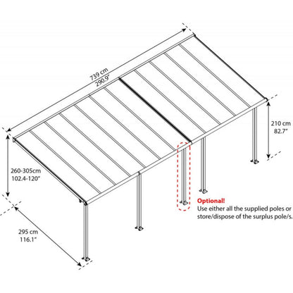 Pérgola adosada Olympia 739x294 gris