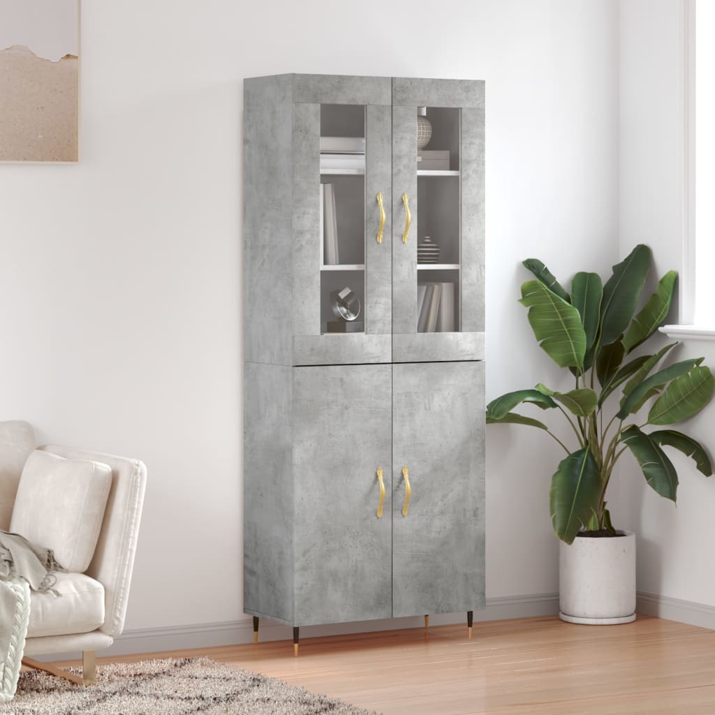 Aparador Alto Madera Contrachapada Gris Hormigón 69,5x34x180 Cm_0