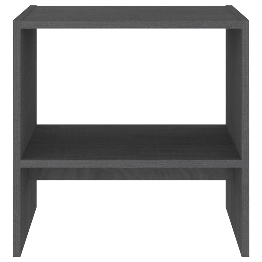 Mesitas De Noche 2 Uds Madera Maciza Pino Gris 40x30,5x40 Cm_3
