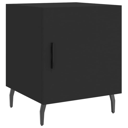 Mesita De Noche Madera De Ingeniería Negro 40x40x50 Cm_0