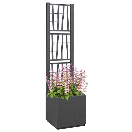 Maceta De Jardín Con Enrejado Gris Oscuro 36 X 36 X 140 Cm Pp_0