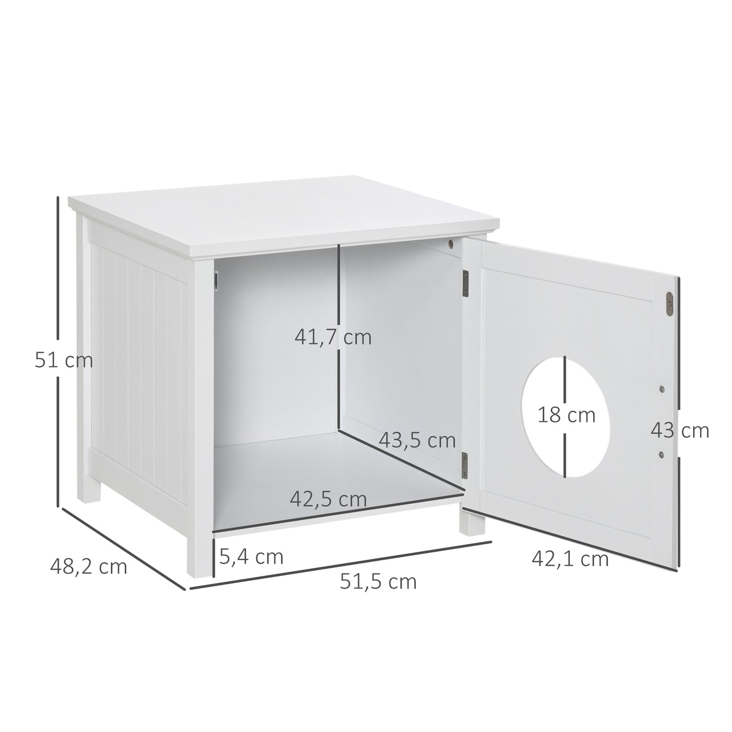 Pawhut Casa Para Gatos Madera Armario Almacenaje Orificio 51,5x48,2x51cm Blanco_2