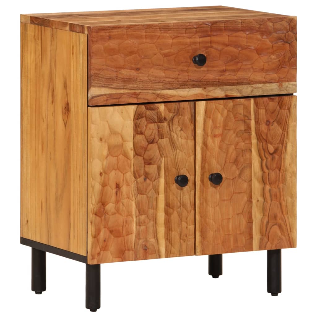 Mesita De Noche Madera Maciza De Acacia 50x33x60 Cm_0