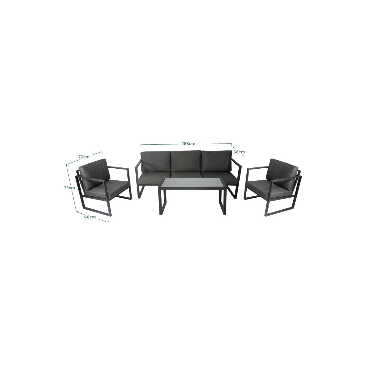 Set De Jardín Para 5 Personas 1 Sofá De 3 Plazas + 2 Sillones + 1 Mesa De Centro - Mobiliario De Jardín_1