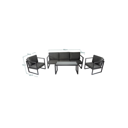Set De Jardín Para 5 Personas 1 Sofá De 3 Plazas + 2 Sillones + 1 Mesa De Centro - Mobiliario De Jardín_1