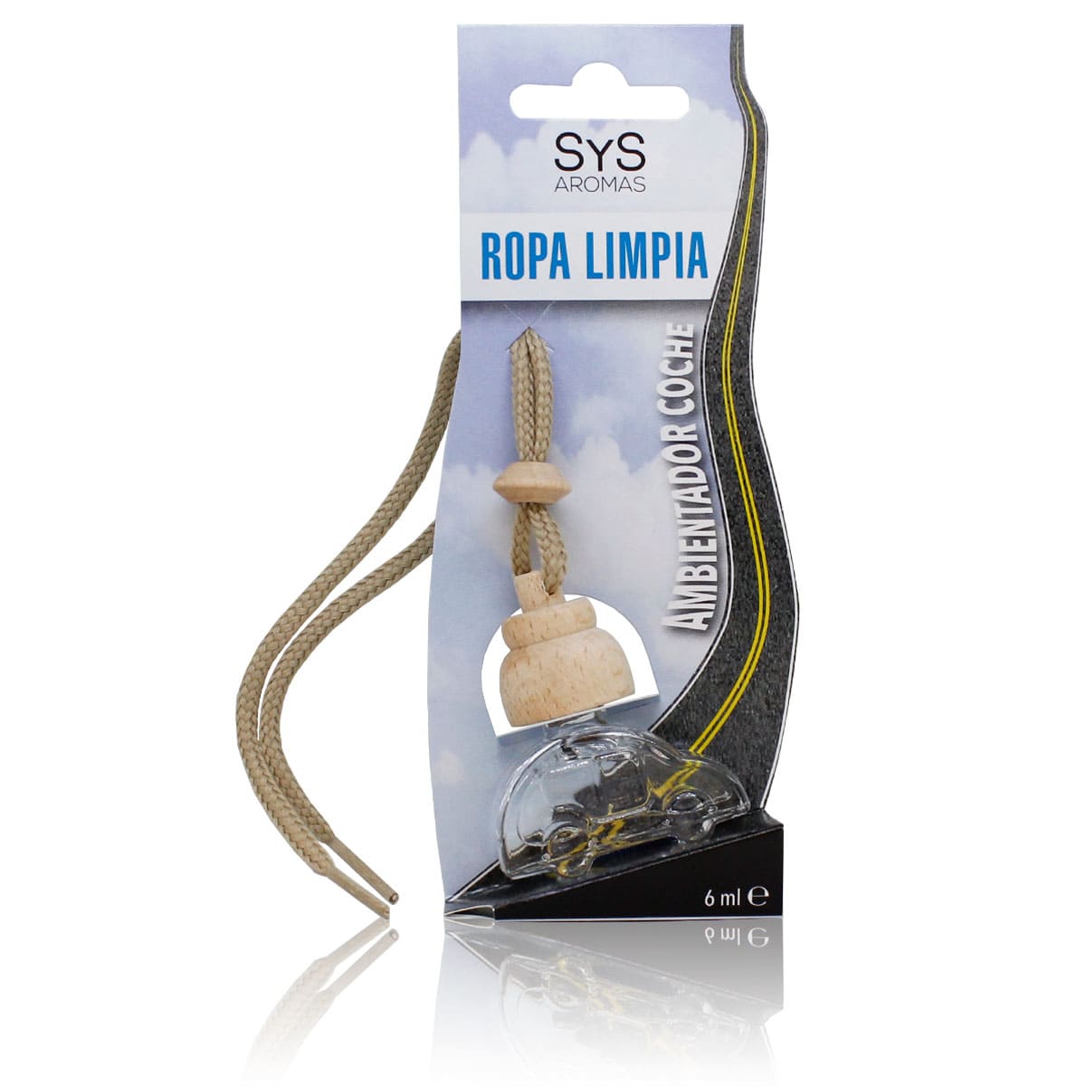 Ambientador Coche Little Car Ropa Limpia SYS Aromas 6 ml | Aroma Fresco Y Limpio | Frescor Duradero | Formato Compacto_0