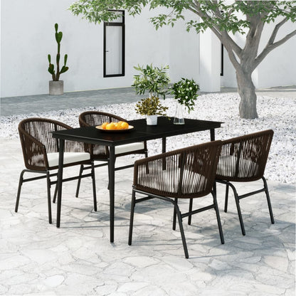 Juego De Comedor De Jardín 5 Piezas Con Cojines Marrón / Vetonek_4