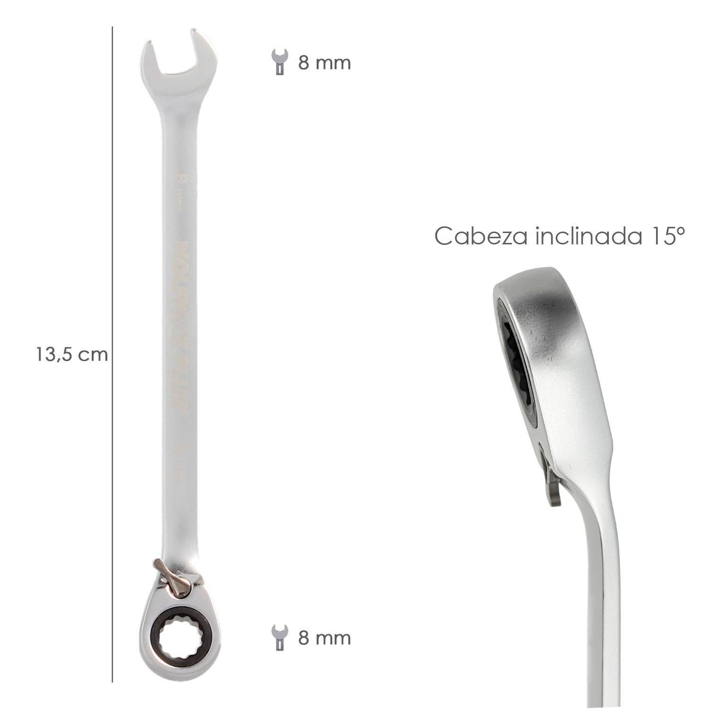Llave Combinada Con Carraca 8 Mm. Din 3113