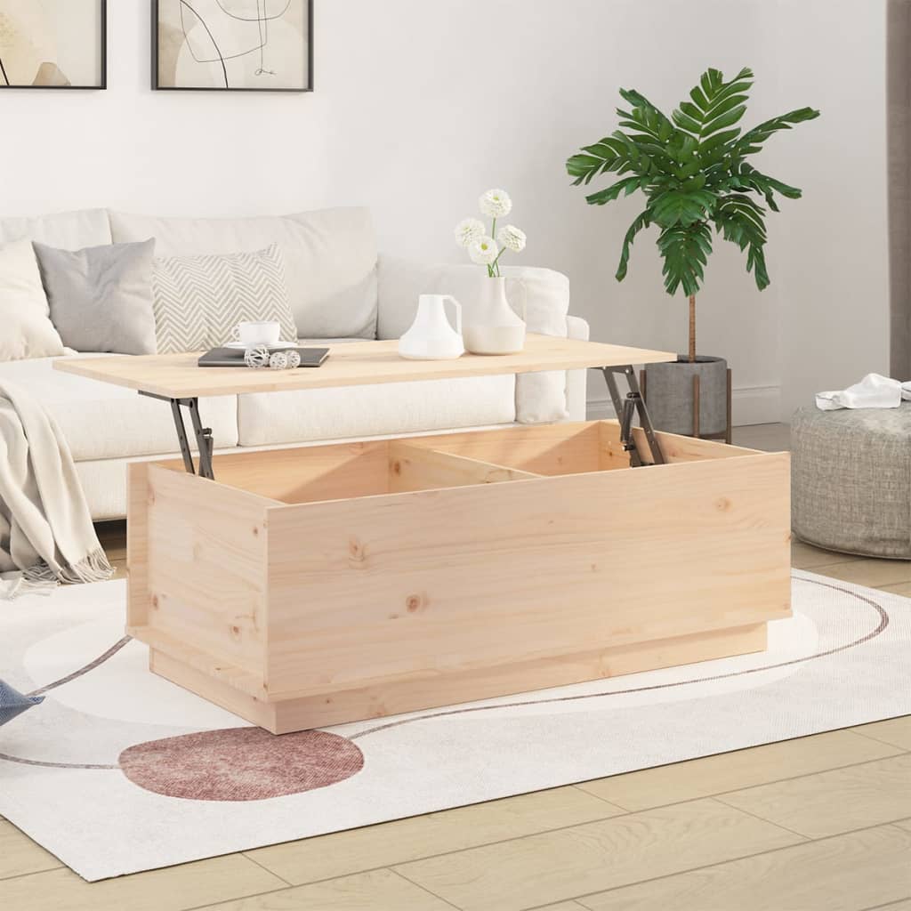 Mesa De Centro De Madera Maciza De Pino 100x50x35 Cm_1