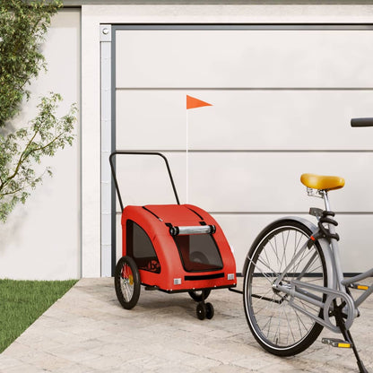 Remolque De Bicicleta Mascotas Hierro Tela Oxford Naranja Gris_1