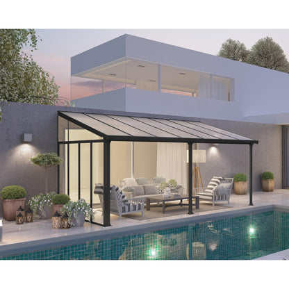 Pared lateral para pérgolas 3m gris