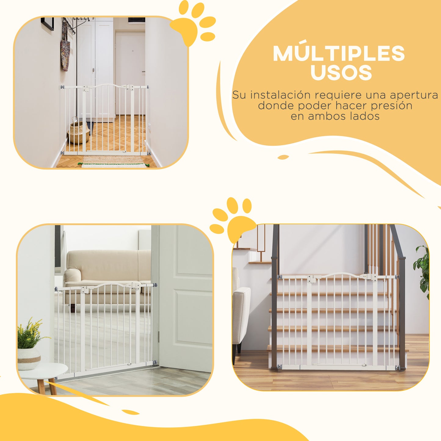 Pawhut Barrera Para Perros Con Ancho Ajustable 74-100 Cm Blanco_5