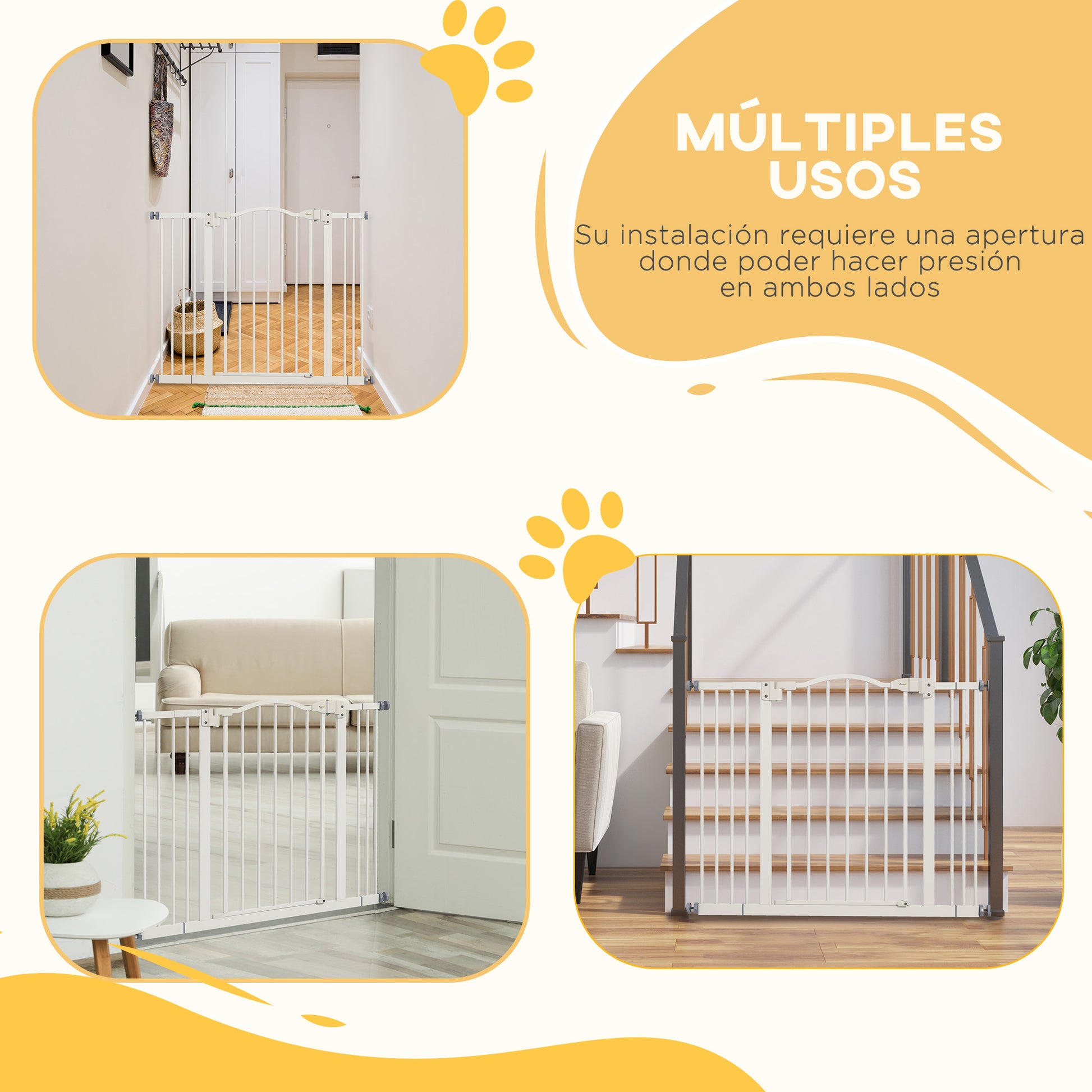 Pawhut Barrera Para Perros Con Ancho Ajustable 74-100 Cm Blanco_5