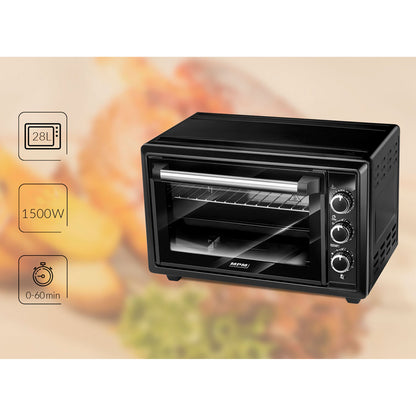 Horno Eléctrico Convección 28 Litros, Sobremesa, Temporizador, Ajuste Temperatura 6 Modos Calor Mpm Mpe-28/t 1500w