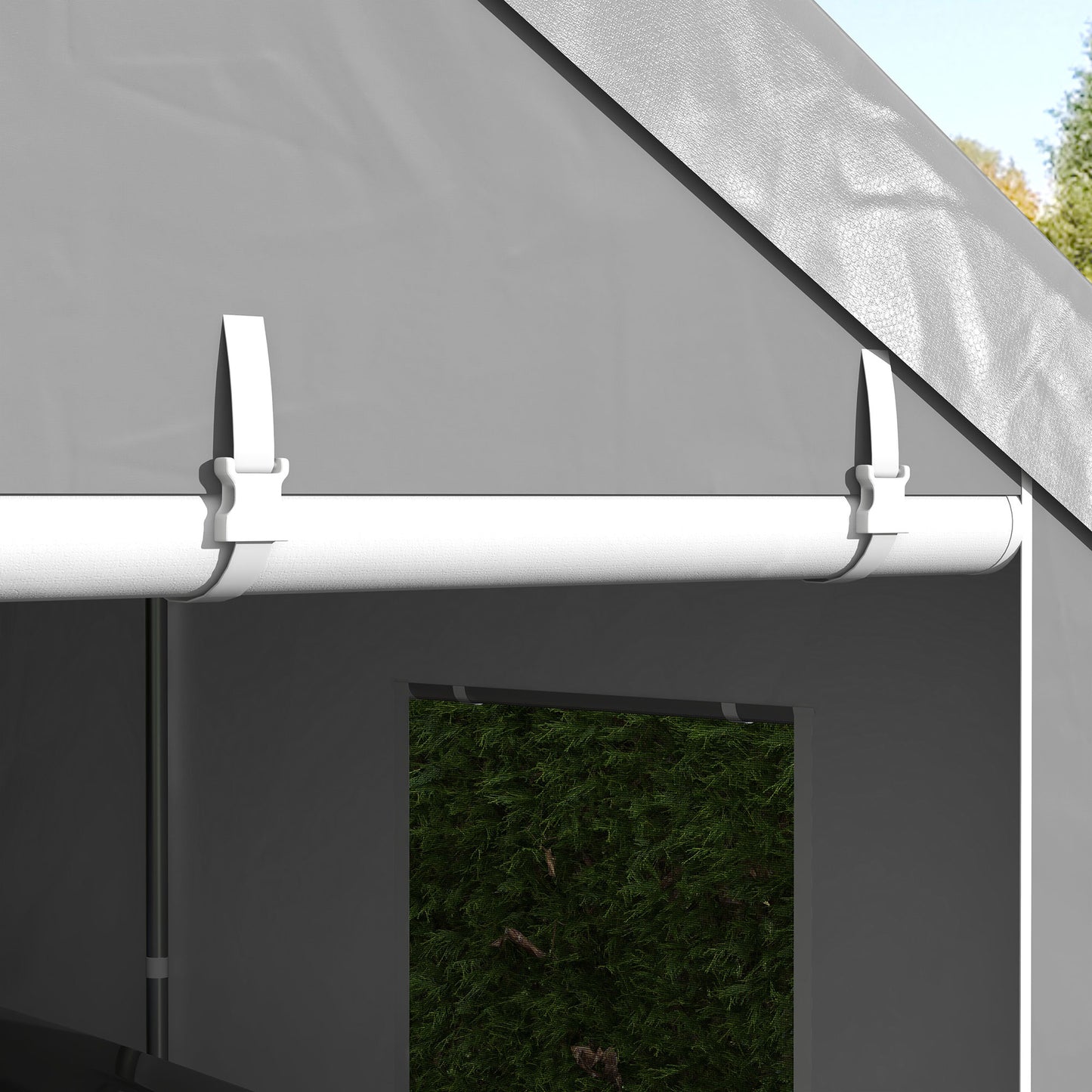 Outsunny Carpa Garaje 6x3 M Impermeable Con Paredes Laterales Desmontables Gris_3