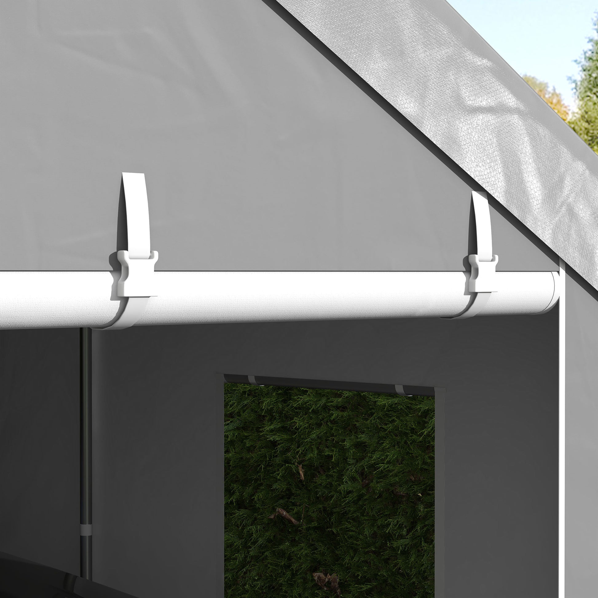 Outsunny Carpa Garaje 6x3 M Impermeable Con Paredes Laterales Desmontables Gris_3