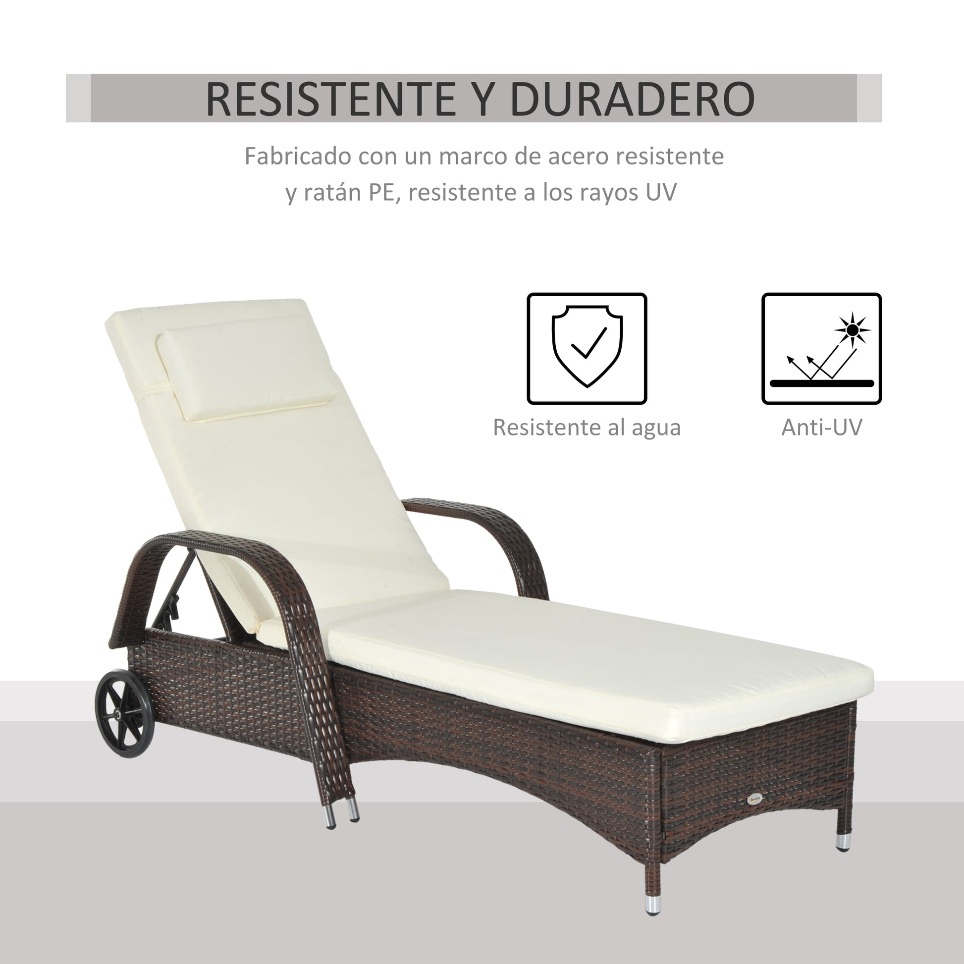 Outsunny Conjunto De 2 Tumbonas De Ratán Jardín Con Respaldo Ajustable Cojines_5