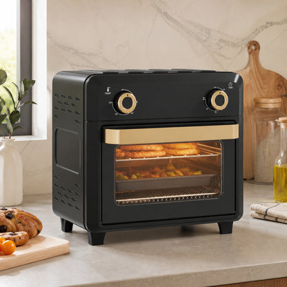 Forno Com Air Fryer Homcom Aço Inoxidável, Vidro Temperado Preto 32x27.2x29.8 Cm_4