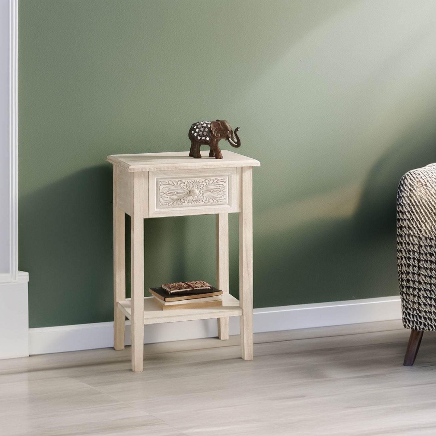 Wellhome Mesita Noche Decoración Color Blanco_2