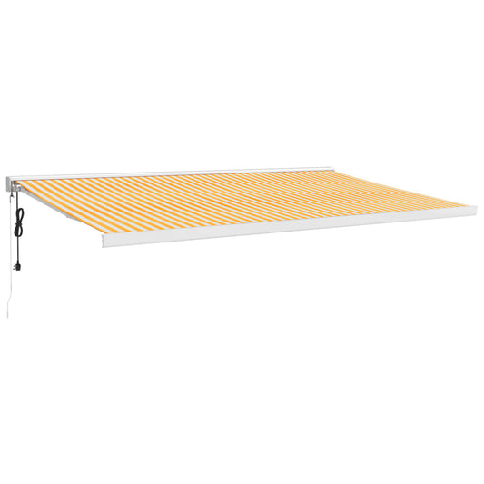 Toldo Retráctil Aluminio Y Tela Amarillo Y Blanco 5x3 M_0