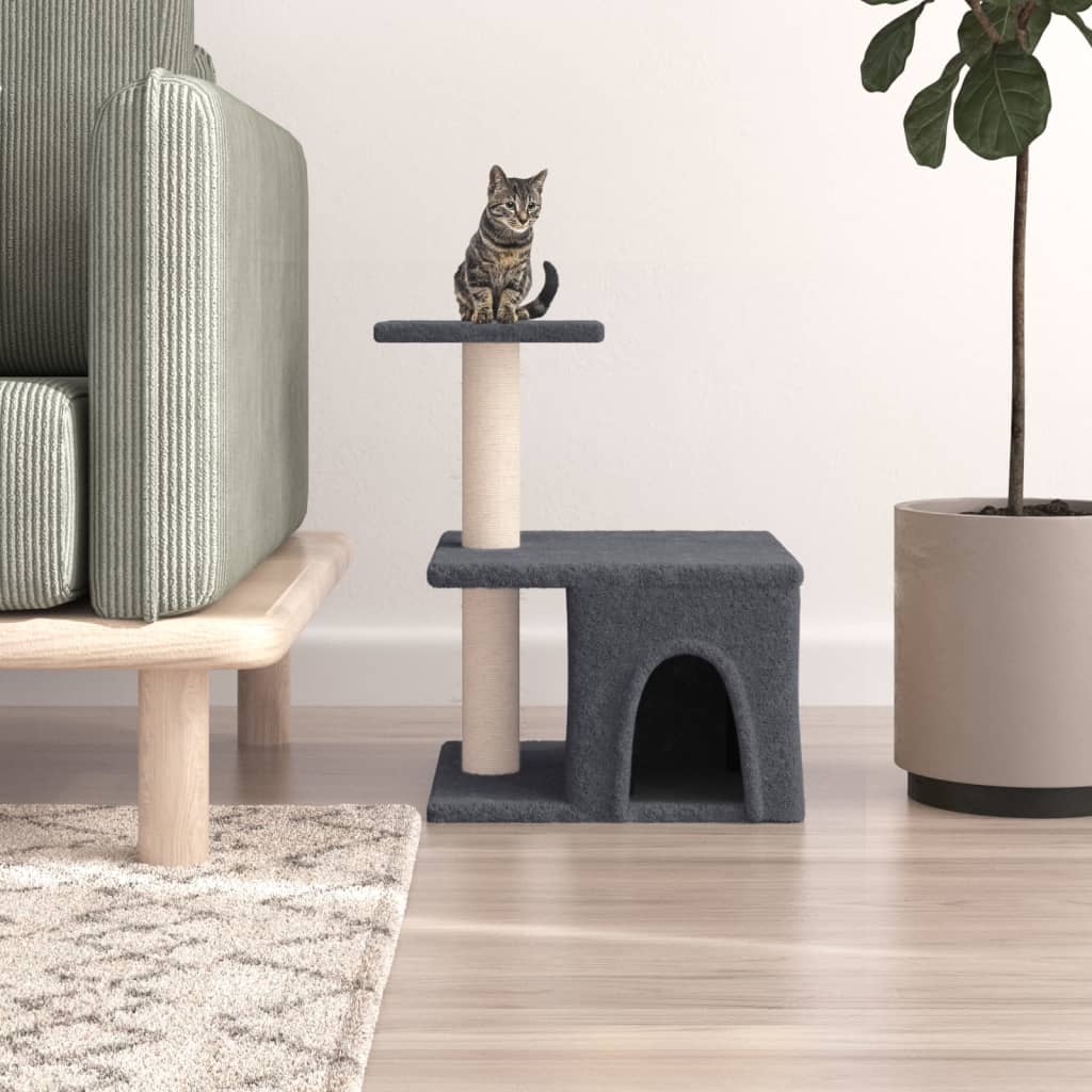 Rascador Para Gatos Con Postes De Sisal Gris Oscuro 48 Cm_1