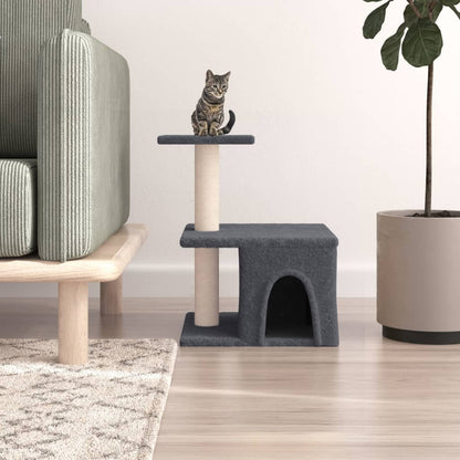 Rascador Para Gatos Con Postes De Sisal Gris Oscuro 48 Cm_1