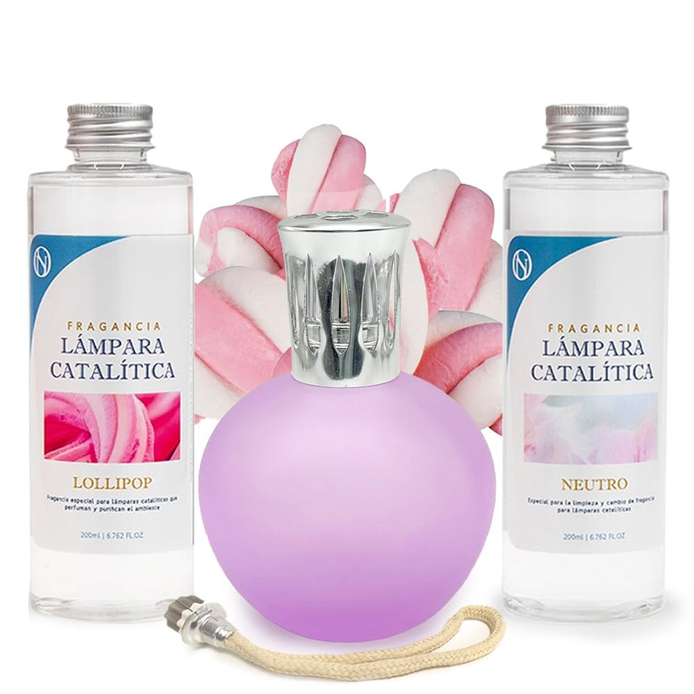 Pack Ahorro Lámpara Catalítica Fucsia Mate + Fragancia Lollipop 200ml + Limpiador Neutro 200ml + Mecha Repuesto_0