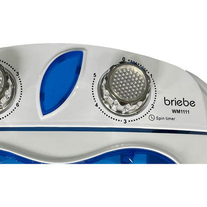 Mini Lavadora Portátil Con Centrifugado, Camping, Capacidad Ropa 3kg, Ideal Viajes, Camper Briebe Wm1111, Blanco/azul