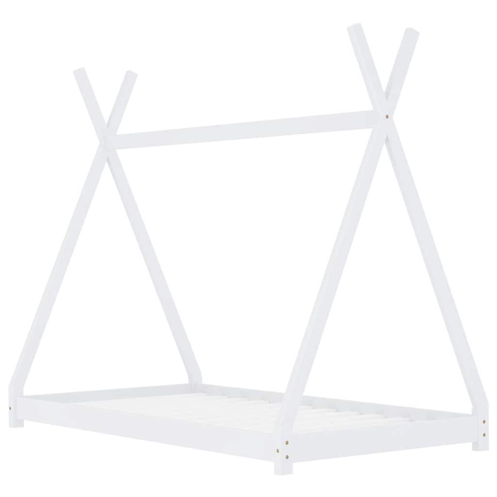Vidaxl Estructura De Cama Infantil Madera Maciza Pino Blanca 70x140 Cm_1
