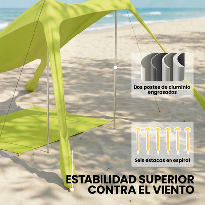 Outsunny Carpa Playa Plegable Con Esterilla Upf50+ Postes De Aluminio Pala Bolsa_5