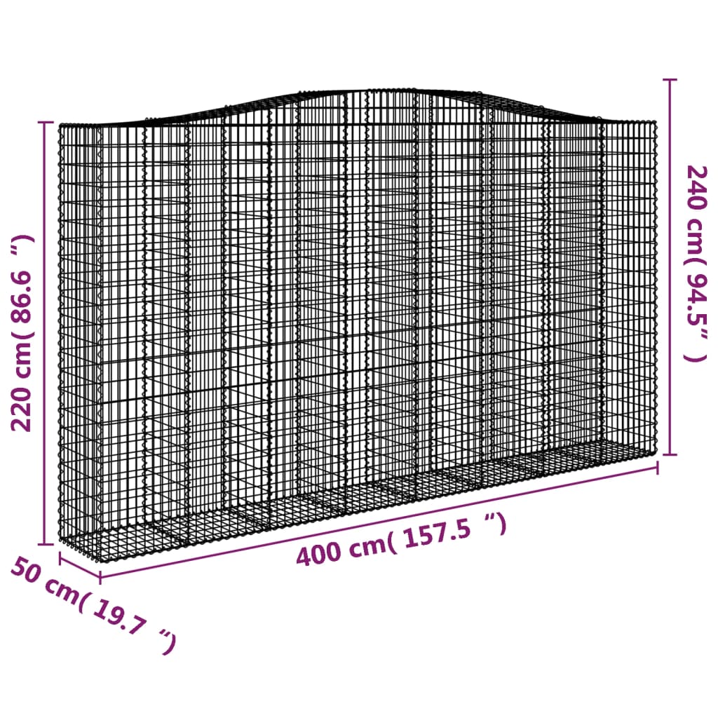 Cestas De Gaviones 7 Uds Forma De Arco Hierro 400x50x220/240 Cm_5
